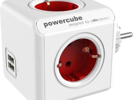 Tomada Allocacoc Powercube 4T+ 2USB 1.5m - Vermelho Discount